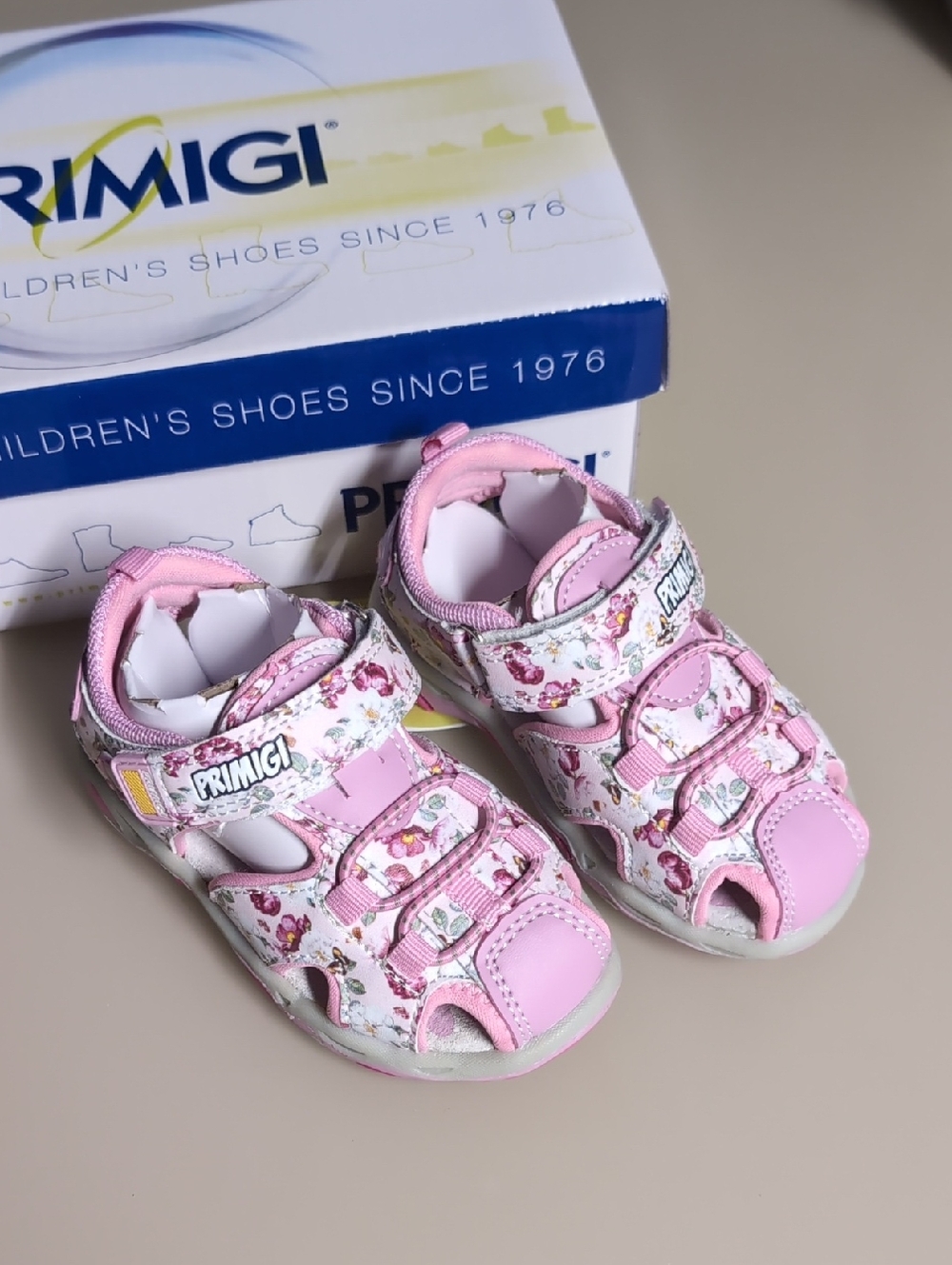 Primigi Pink Floral Hook-and-Loop Kids Sandals